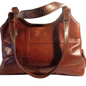 Veneto Italian Design Brown Leather 3 Compartment Top Handle Bag